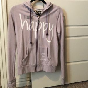 Purple Peace Love World Happy Hoodie size small
